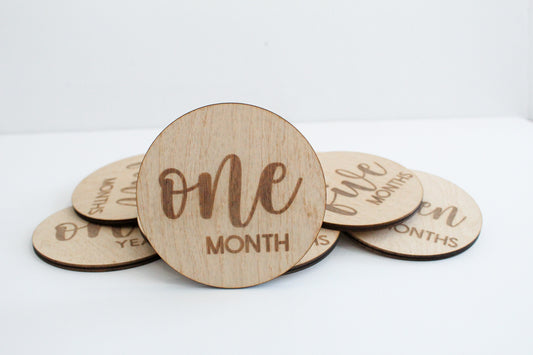 Monthly Wooden Signs - Cursive