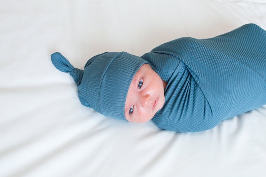 Ribbed Blue - Swaddle Blanket