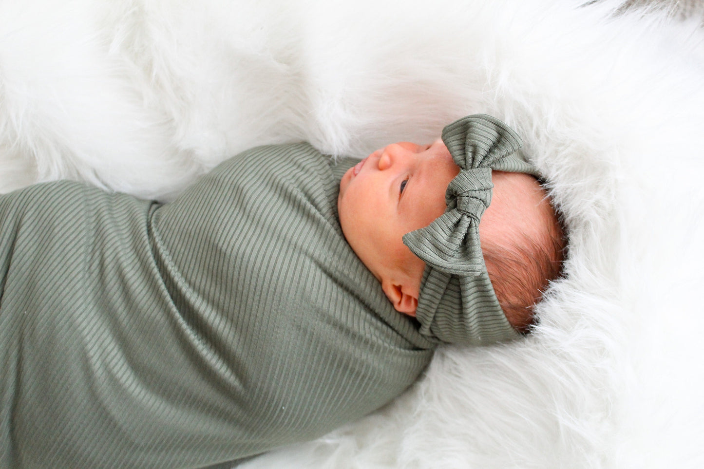 Ribbed Green - Swaddle Blanket