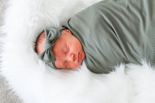 Ribbed Green - Swaddle Blanket