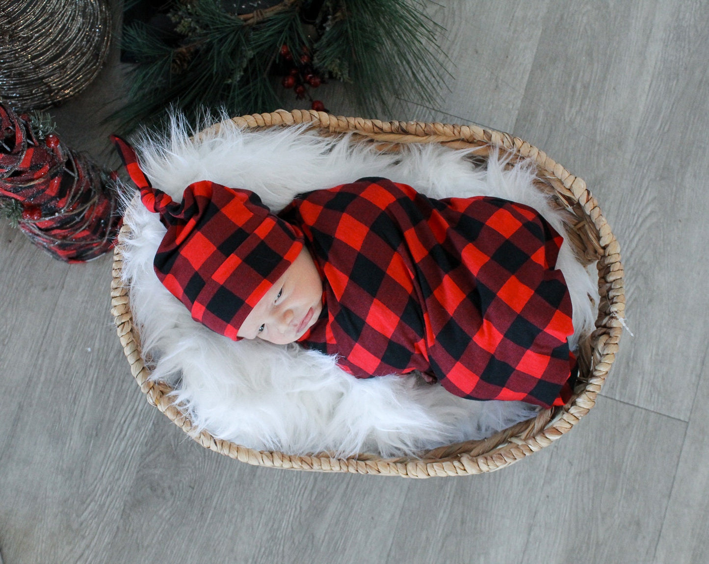 Buffalo plaid 2024 swaddle set